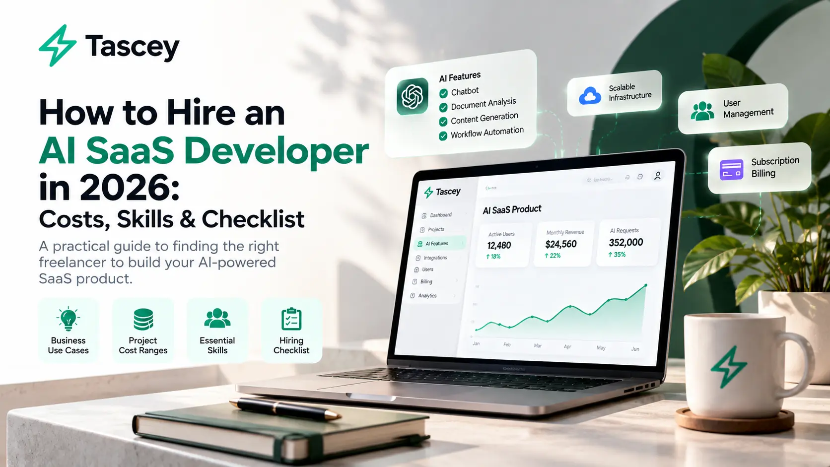 AI SaaS developer designing an AI-powered software product with subscription and workflow features