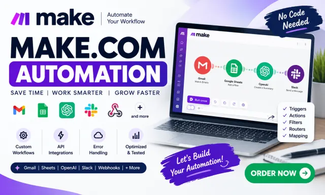 build Make.com automation workflows and AI integrations