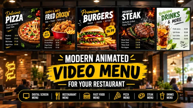 I will do food menu restaurant menu tv screen menu price list.