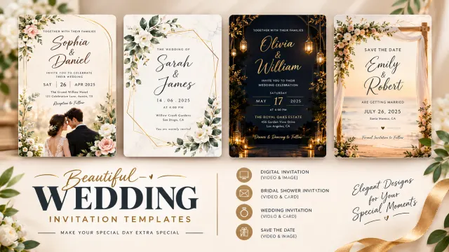 I will create themed wedding invitation video and e card